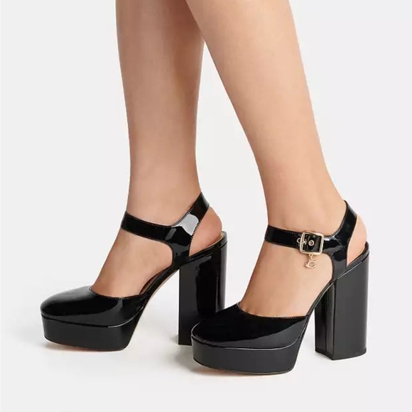 NWOT Coach Isabella Black Patent Leather Platform Heel / Women’s Size 8 - Picture 1 of 7